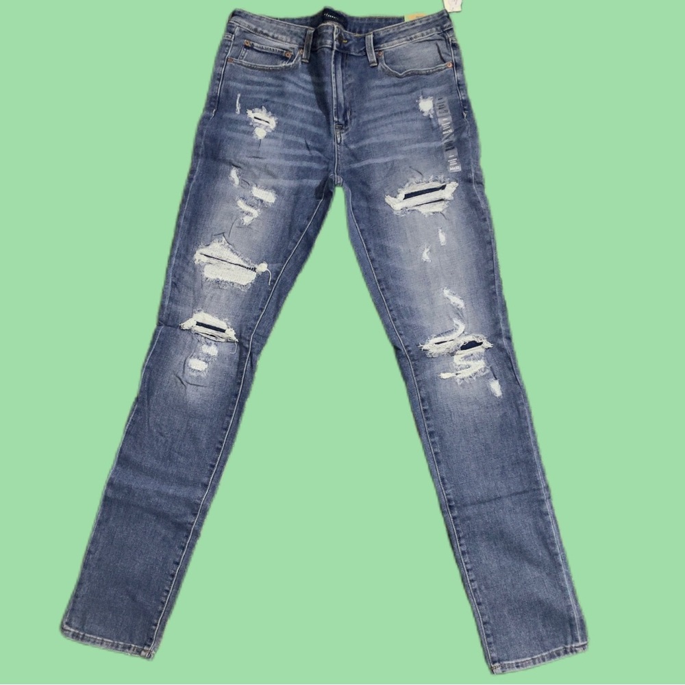 Aeropostale Stacked Ultra Skinny Jeans 36x32 Destroyed Wash